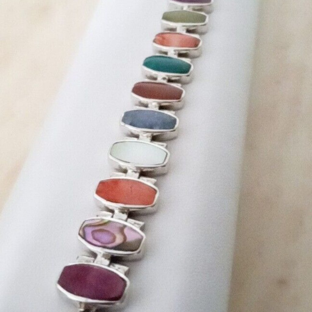 Bracelet Solid Silver 950 Mix Gemstones .New